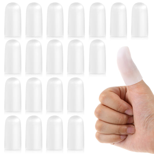 Tucnoeu 10pcs Gel Finger Cots/Covers, Silicone Thumb Protector Support, Finger Caps Finger Sleeves for Finger Cracking, Trigger Finger, Arthritis Pain Relief (Beige, Short)(White)