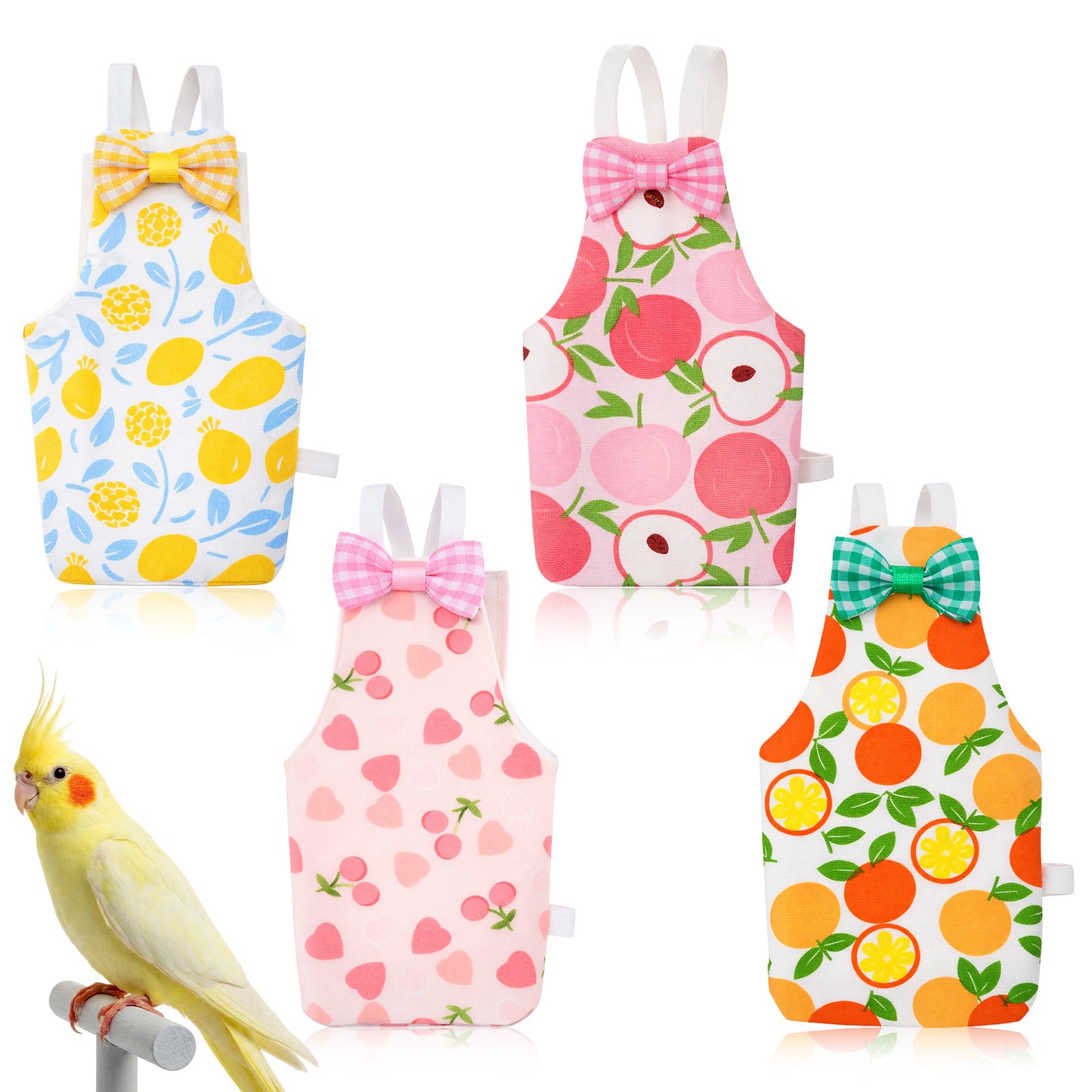 4Pcs bird diaper - Cute Pet Bird Diaper with Waterproof Inner, Reusable Flight Suit for Cockatiel Parakeet (Medium)