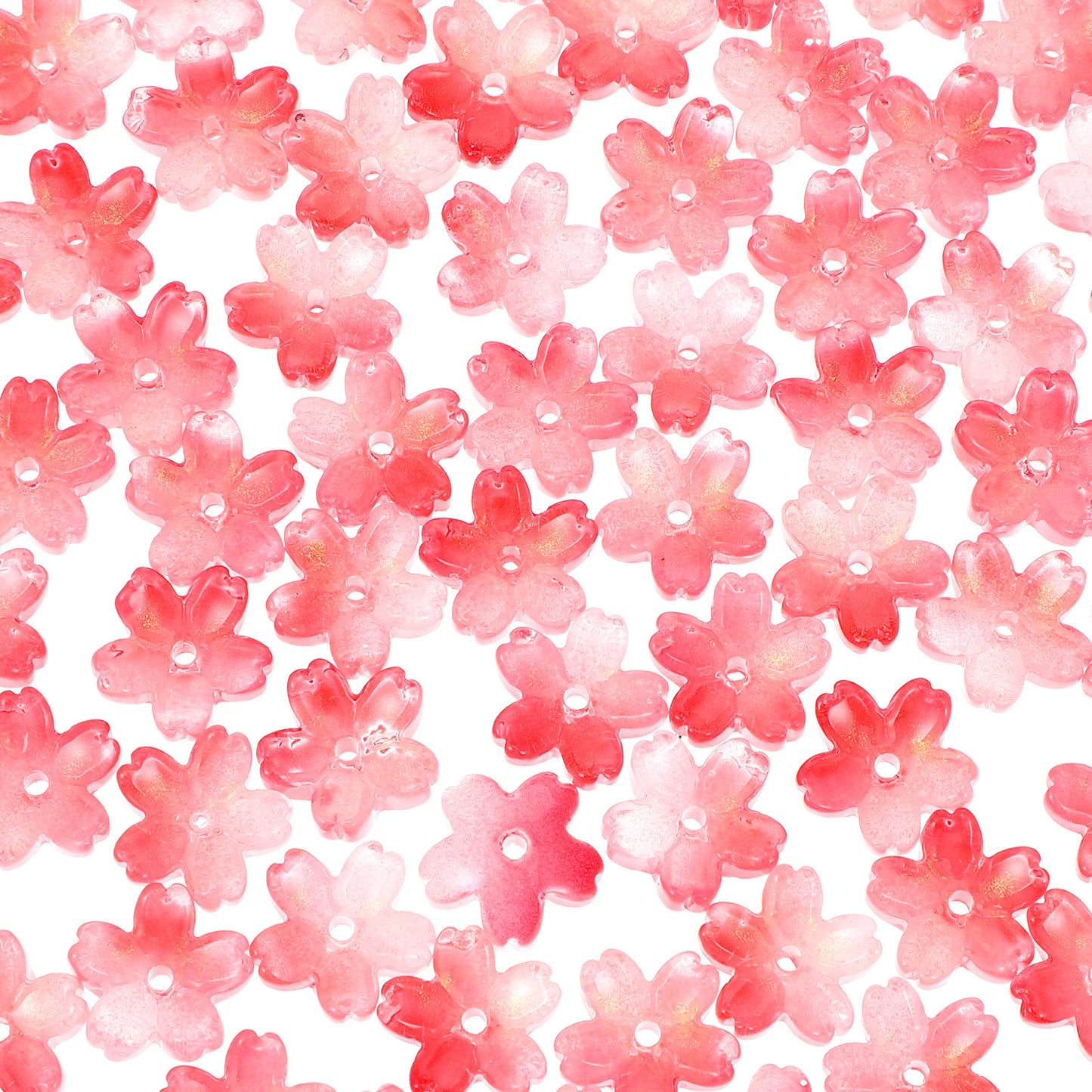 100 Pcs Flower Beads for Jewelry Making 0.4in Acrylic Cherry Blossom Flower Beads Caps Reddish-Gold Floral Bead Charms Loose Crystal Spacer Bead with Hole for Crafts Bracelet Necklace Earrings