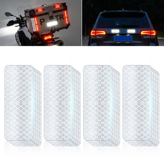 HaiFafafaing Pack of 20 Self-Adhesive Reflective Tape, White, Reflectors for Gluing, High Intensity Reflective Tapes, Waterproof, 8 x 3 cm, Reflective Tape for Bicycles, Vehicles, Cars