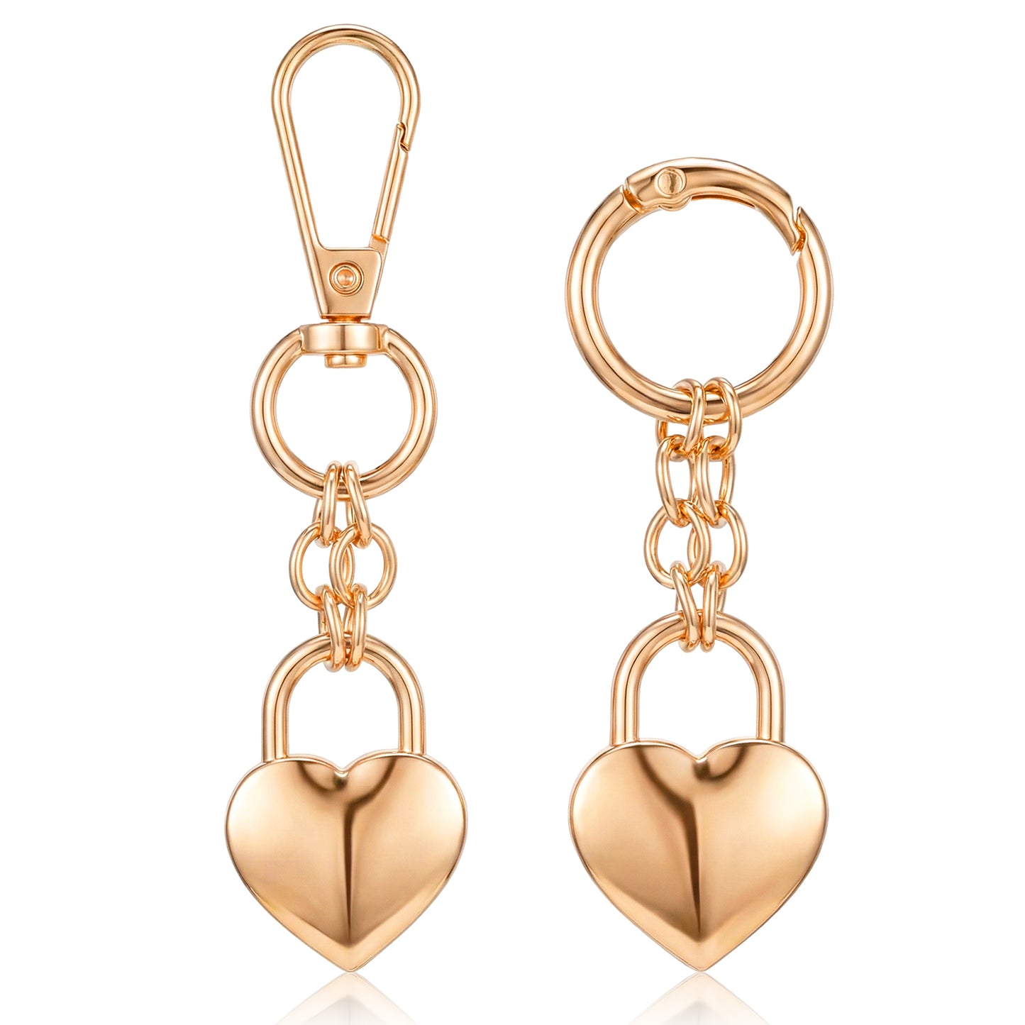 Josojoou 2Pcs Heart Gold Bag Charm Handbag Charms Purse Keychain Charms for Women Handbag Purse Charm Chain Gift