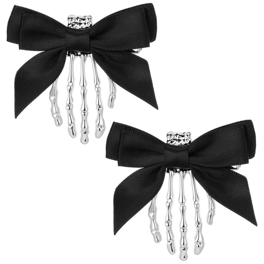 Gemoioio 4Pcs Bowknot Hair Clips with Skeleton Hand Hair Accessories(1)