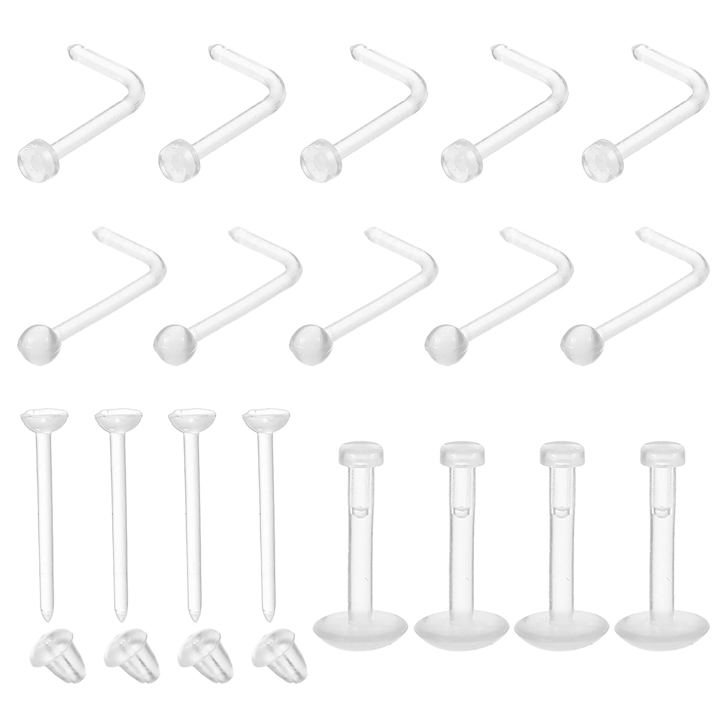 Neyauo Clear Plastic Nose Studs And Earrings For Work And Surgery