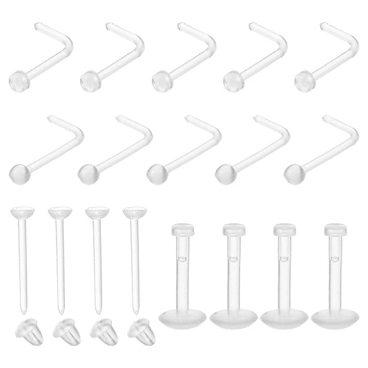Neyauo Clear Plastic Nose Studs And Earrings For Work And Surgery