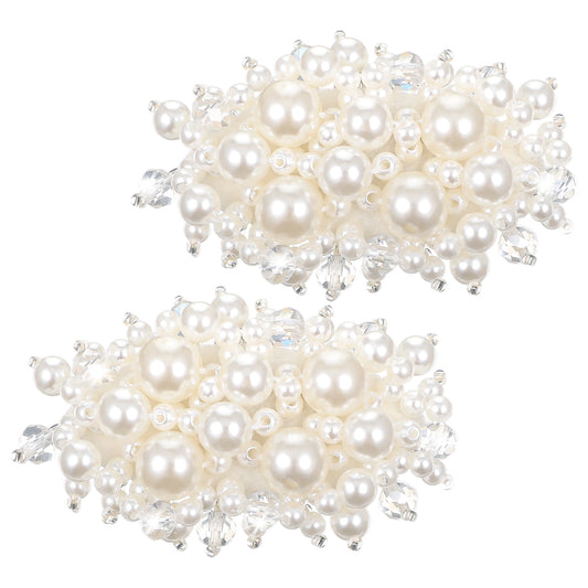 Neyauo Pearl Flower Shoe Clips, Bridal Wedding Floral Shoes Charms, Detachable Alloy Buckle Clips with Crystal Beads for Women Girls