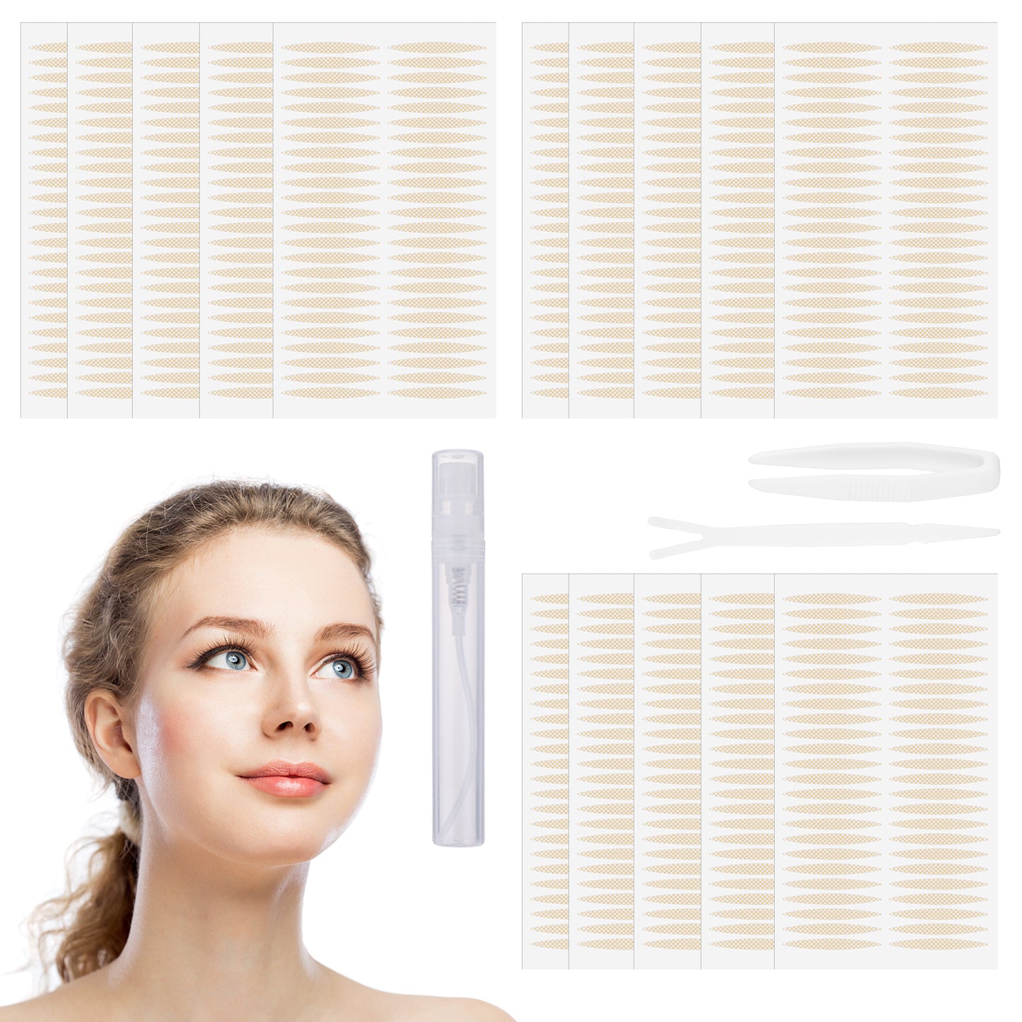 720pcs Natural Eyelid Lift Strips,Double Eyelid Tape,Invisible Eyelid Tape,Waterproof Eyelid Tape with Y-Bar,Clip and Spray Bottle (1 size)
