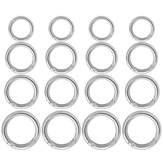 Lusofie 16 Pcs O Ring Clip Spring O Ring Clasp Round Mini Carabiner for Bag Purse Handbag Strap Craft Jewelry Making(Silver)