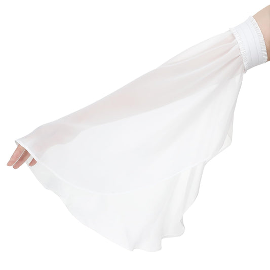 Victorian Tulle Sleeves Goth Lace Sleeves Long Tulle Gloves Fairy Detachable Sleeves for Dresses Chiffon Flowy Arm Sleeves for Halloween Medieval Opera Party Wedding Pageant Costume Accessories(White)