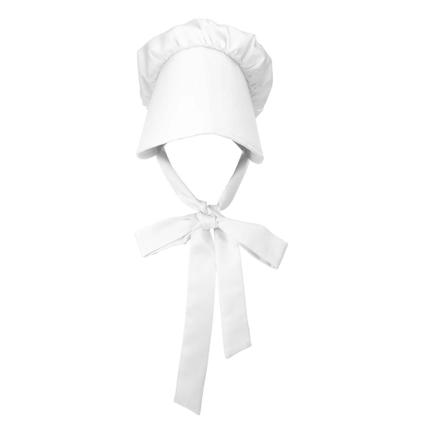 Tucnoeu White Bonnet for Women - Colonial Hat Maid Hat Costume Accessory with Adjustable Straps for Historical Events