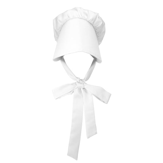Tucnoeu White Bonnet for Women - Colonial Hat Maid Hat Costume Accessory with Adjustable Straps for Historical Events