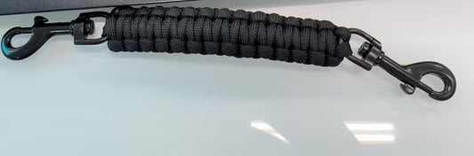 Dog Collar Safety Clip - Double-Ended Backup Safety Strap for Dog Harness Prong Pinch Collar Leash Connector (Black)