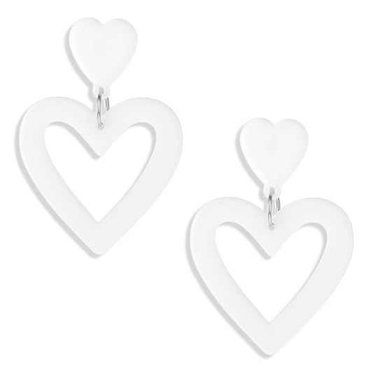 Acrylic Double Heart Valentines Earrings for Women Heart Statement Earring Love Heart Earrings Dangle for Valentine's Day Mother's Day Birthday Heart Shaped Earrings for Women Girl Jewelry Gifts