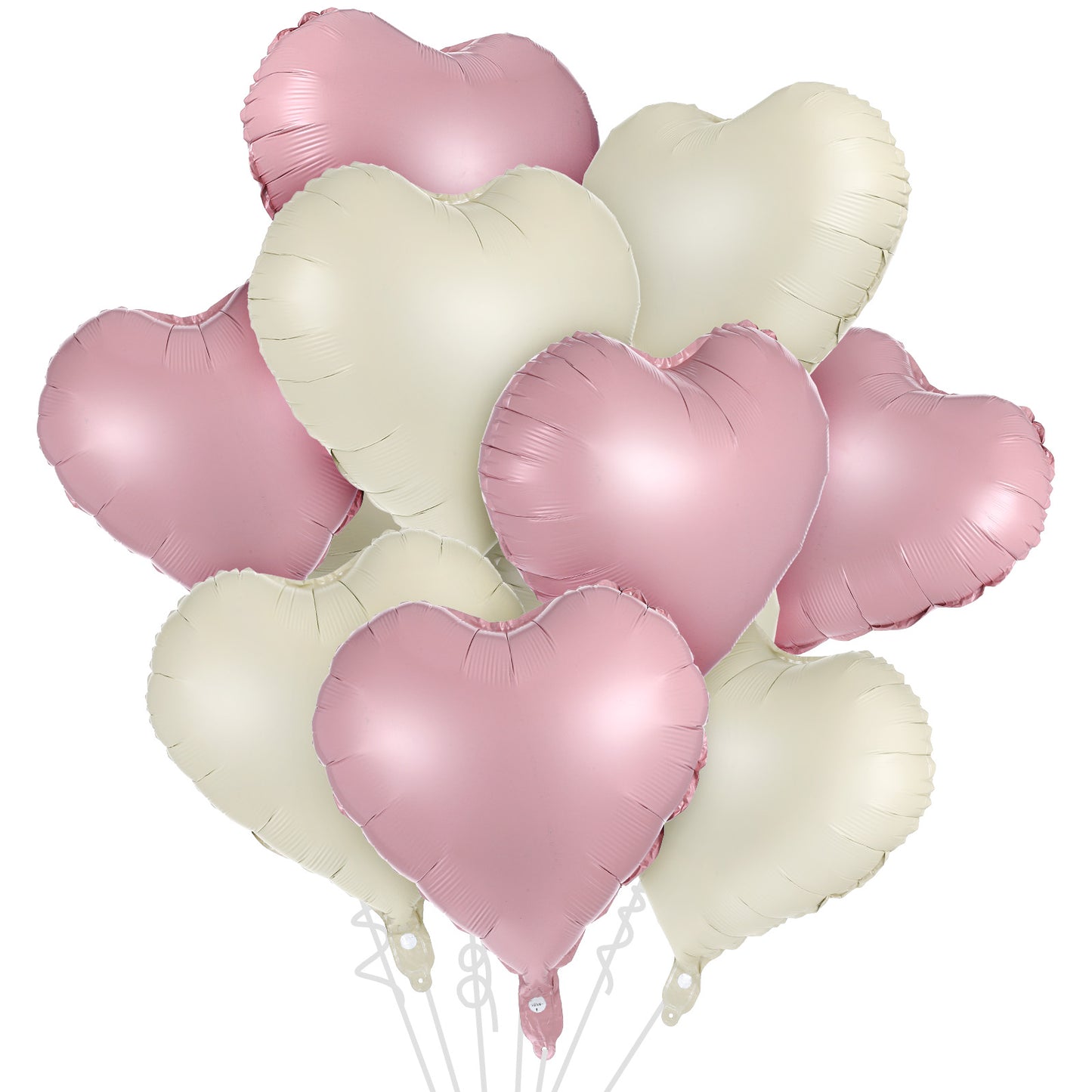 Cream Baby Pink Heart Balloons, 10Pcs 18 Inch Heart Shaped Foil Balloons Love Balloon for Valentine's Day Wedding Engagement Party Birthday Decorations