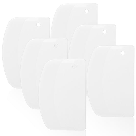 6Pcs Plastic Bread Scraper Hard Bench Scraper 5.3x3.54'' Flexible Dough Scraper Cutter Tools for Homemade Baking (White)