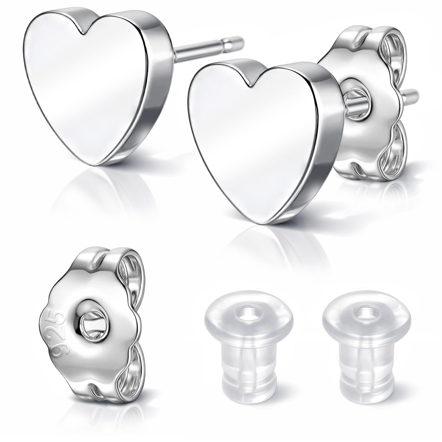 1 Pairs Heart Stud Earrings for Women, Minimalist Tiny Love Heart Studs, Love Gift for Christmas Valentines Day Anniversary