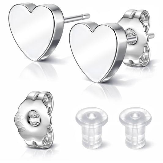 1 Pairs Heart Stud Earrings for Women, Minimalist Tiny Love Heart Studs, Love Gift for Christmas Valentines Day Anniversary