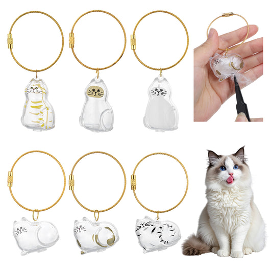 Tucnoeu 6pcs Cat Fur Storage Bottle Cat Hair Keychain Transparent Cat Fur Keepsake Cat Furs Charm Pet Furs Keepsake Collection Cat Hair Keychain Bottle