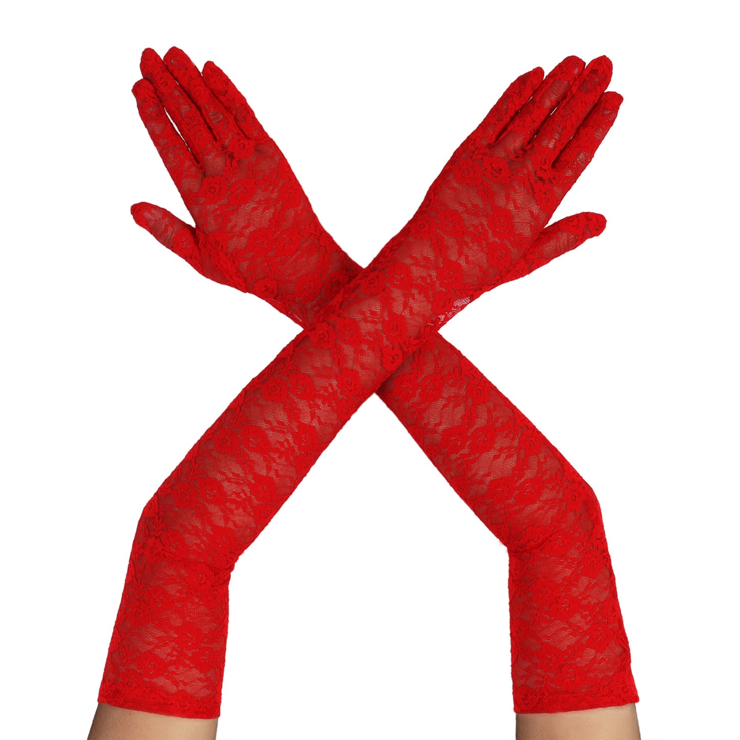 Yolev lace gloves women(Red)