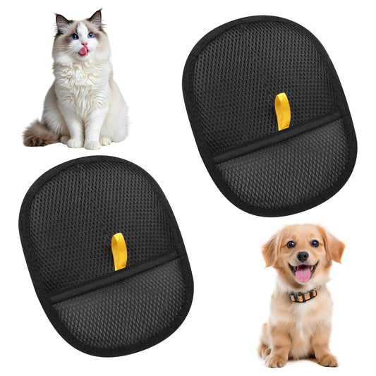Tucnoeu 2pcs Pet Hair Remover Glove, Electrostatic Pet Grooming Gloves, Double Sided Pets Hair Remover for Cats & Dogs, Black