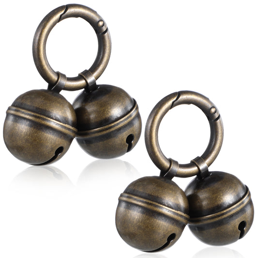 HekouJiub 3 Sets Bell for Dog Collar Cat Bell for Pet Tracking Extra Loud Dog and Cat Bells for Collar Copper Bells with Quick Clips (Vintage Bronze)
