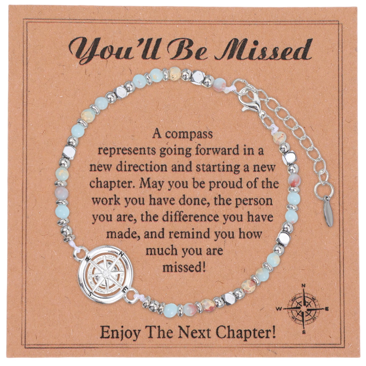Neyauo Compass Bracelet for Women Retirement Gift for Woman with Message Card Coworker Leaving Farewell Going Away Gifts for Friends Teacher Employee Manager Boss Coworker Gifts