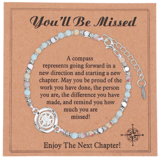 Neyauo Compass Bracelet for Women Retirement Gift for Woman with Message Card Coworker Leaving Farewell Going Away Gifts for Friends Teacher Employee Manager Boss Coworker Gifts