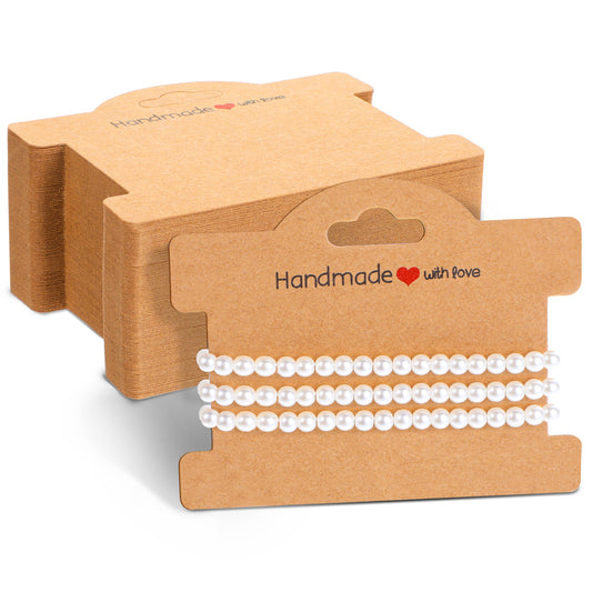 Bracelet Packaging 70Pcs Jewelry Display Cards,Kraft Paper Bracelet Display Cards 3.9 x 3.2in Inch Multipurpose Earring Display Cards for Selling,Hanging Earring,Jewelry,DIY Crafts,Retail