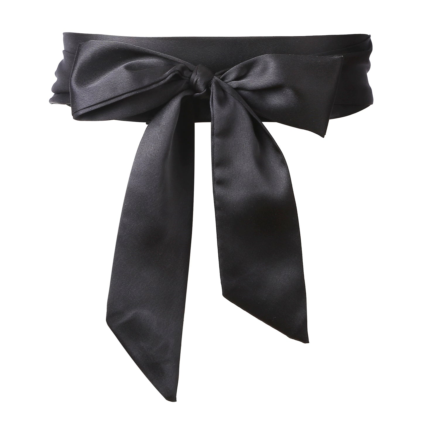 Tucnoeu Wedding Satin Smooth Dress Waist Belt,1.97 X 78.74inch Women Self-Tie Satin Sash Belt, for Dress Waistband Hat Accessories(Black)
