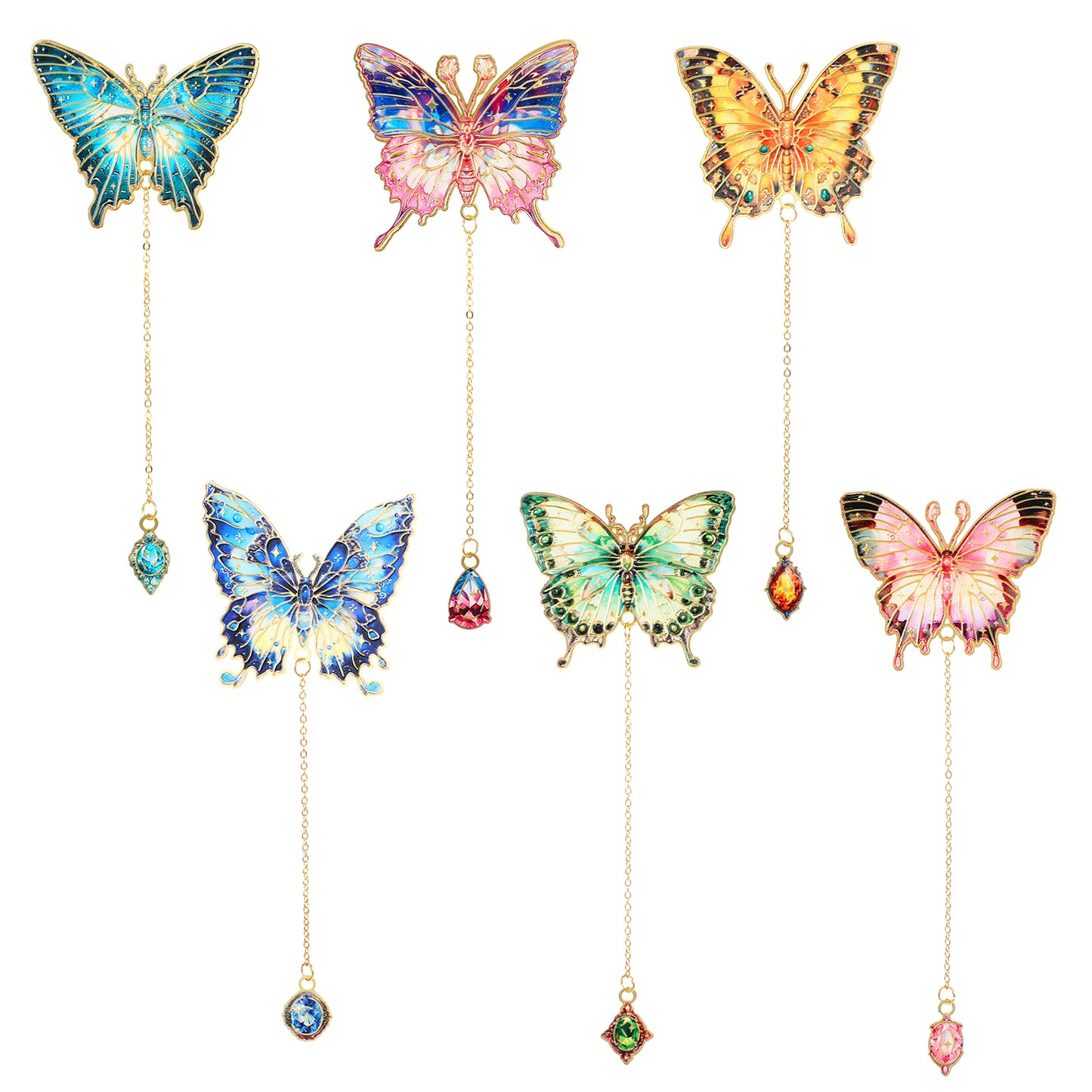 6PCS Metal Butterfly Bookmarks with Chain, Vintage Oil Painting Butterfly Bookmarks, Suitable for Reading Women, Book Lovers, Writers, Readers, Unique Gifts