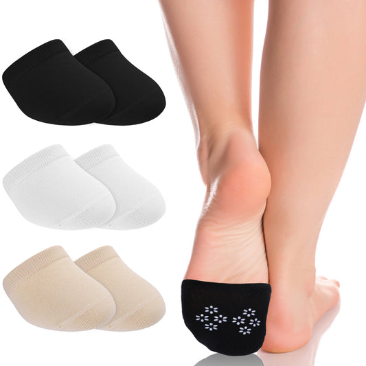9 Pairs Toe Topper Socks for Women No Show Half Socks Non-Slip Liner Toe Covers Socks Seamless Low Cut Socks for Women Size 5-8 (White, Black, Skin Color)