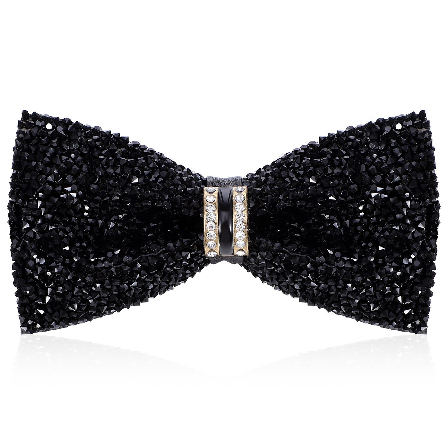 Neyauo Mens Rhinestone Bow Tie, Pre-Tied Adjustable Sparkle Sequin Bowtie, Black Formal Wedding Party Accessory