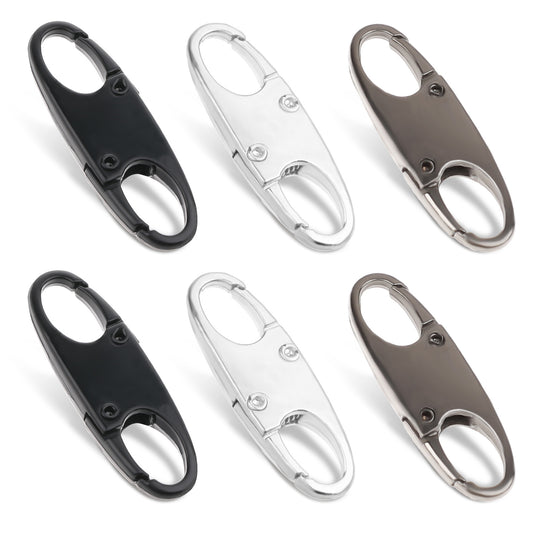 6PCS Carabiner Small Zipper Pull Locks Zipper Clip Theft Deterrent for Backpacks Zipper Pull Replacement Camping Fishing Traveling Outdoor Sports (Silver Black)