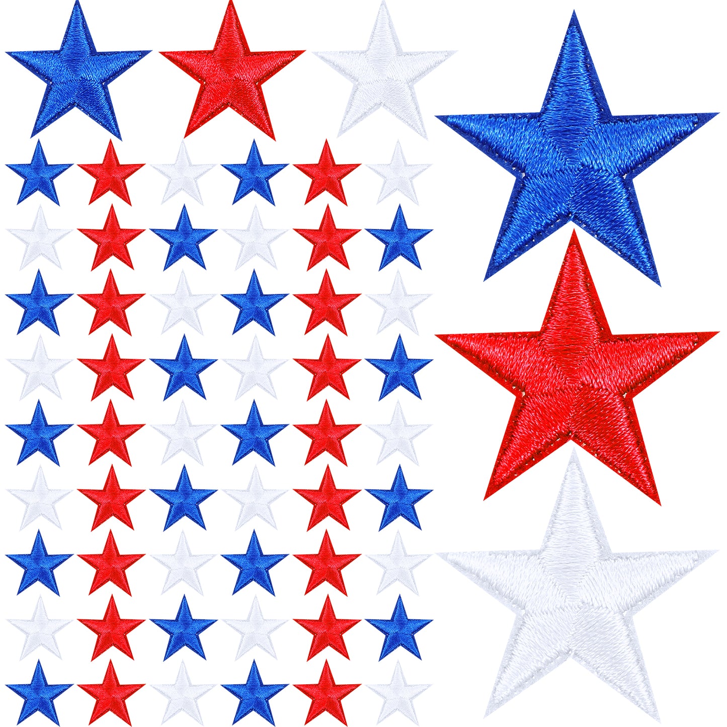 60 Pcs Star Embroidery Patches, Star Iron On Patches, 3 Colors Star Embroidery Applique, Sew on Stars Repair Patch, Cute Iron Patches for Jeans Dress Shirt Jacket Bag Hats(Blue,White,Red)