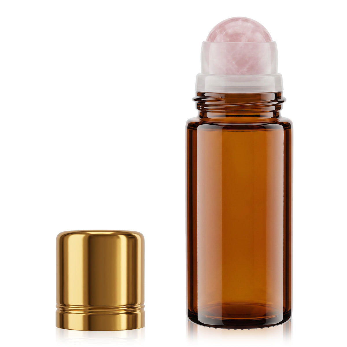 Neyauo Rose Quartz Roller Bottle for Oil with Gold Cap