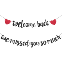 Black Welcome Back We Missed You So Much Banner, Pre Strung Welcome Home Sign for Party Decorations, No DIY for Back, Housewarming, Return Party Decorations