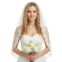 Josojoou White Wedding Bridal Veil with Comb, 1 Tier Floral Edge Bridal Tulle Veil, Lace Bride Wedding Veil for Bachelorette Party Bridals Shower Flower Girl