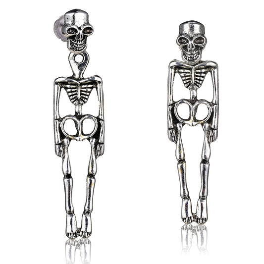 Punk Halloween Earrings Skeleton Skull Dangle Earrings Gothic Jewelry for Halloween Party Costume Accessories