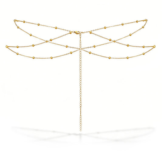 Gold Waist Chain For Women, 2 Layers Adjustable Body Chain, For Wedding Party Anniversary Valentine Christmas
