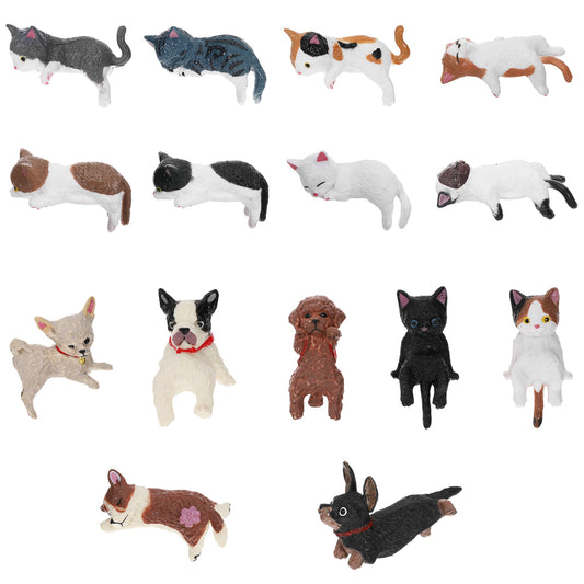 Gemoioio Funny Cat Dog Desk Figurines Set, 15Pcs Mini Decor