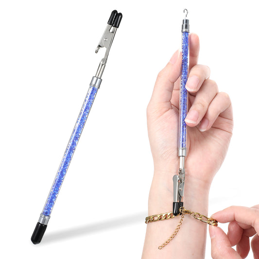 Bracelet Helper Tool Stainless Steel Bracelet Assistance Tool On Yourself Aid Jewelry Quick Wear and Removal Fastener Helper for Watch Necklace Clasps Zippers Closures Clasps(Blue)