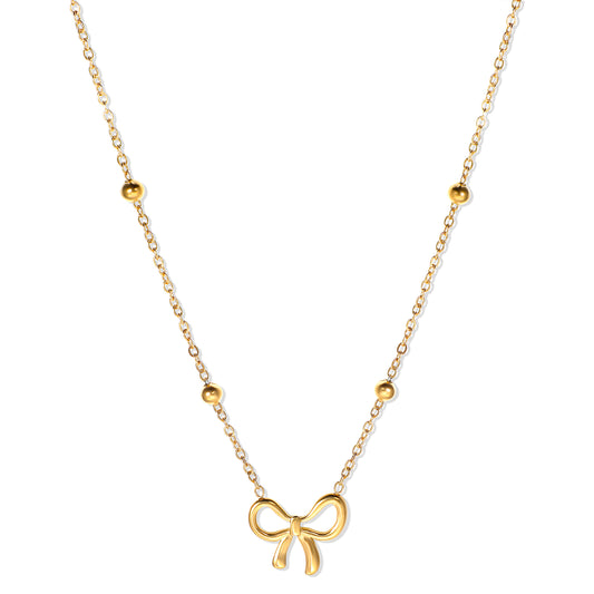 Gold Bow Necklace for Women Dainty Gold Necklace