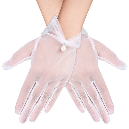 Lusofie Black Long Lace Gloves Elegant Tea Party Gloves