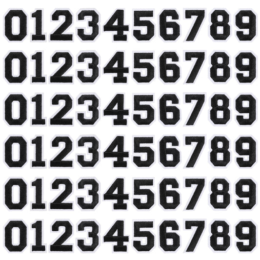 60 pcs Iron on Numbers, Number Patch 0-9 Numbers Decorative Patch Sewing Embroidery Applique Patches for Jeans Hats Jackets Backpacks Shirts Bags(Black)