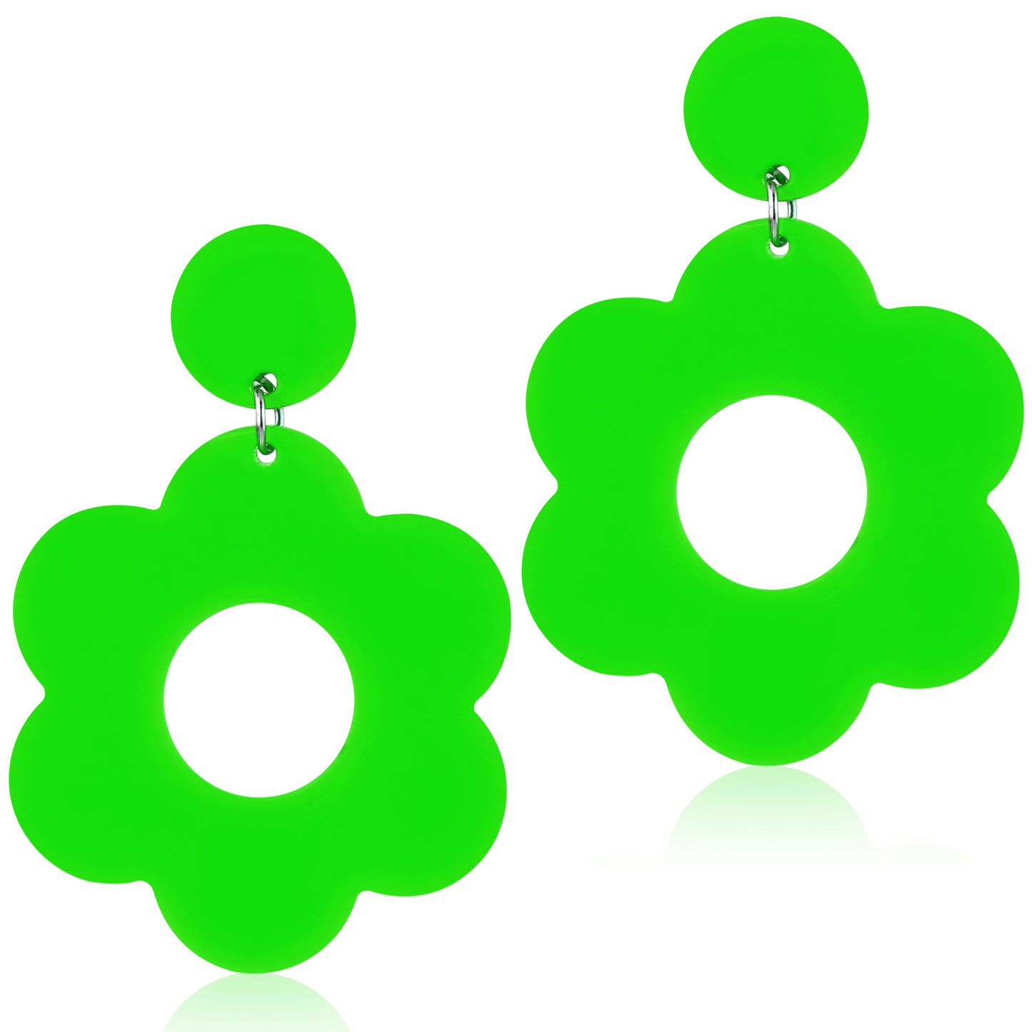 Acrylic Flower Earrings 60s 70s Flower Earrings Retro Flower Earrings Daisy Earrings Cute Floral Earrings Dangle Flower Earrings for Women Girls (Green)