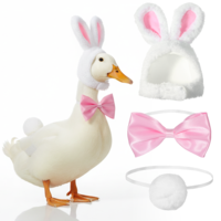 Tucnoeu Easter Bunny Goose Outfit, Porch Goose Outfits For Goose 23"/ 17'' Lawn Goose Statue Clothes Bunny Ear Hat and Bow Tie Tail, Garden Porch Goose Clothes for Easter Party Yard Outdoor