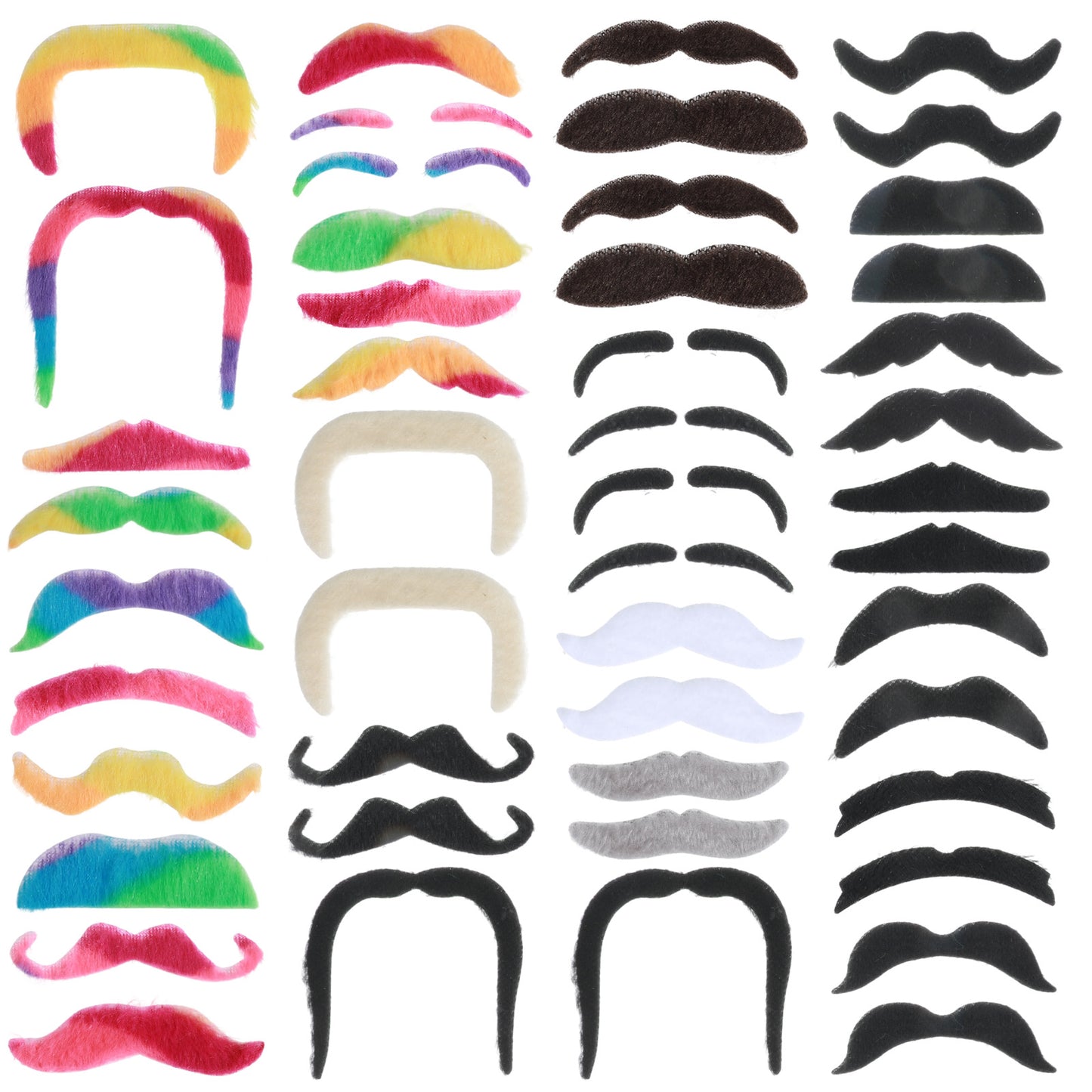 96 Pcs Fake Moustache Self Adhesive Fake Mustaches Bulk Variety of Styles Realistic Novelty Stick on Mustache Sticker for Costume Beard Cosplay Party Halloween Christmas