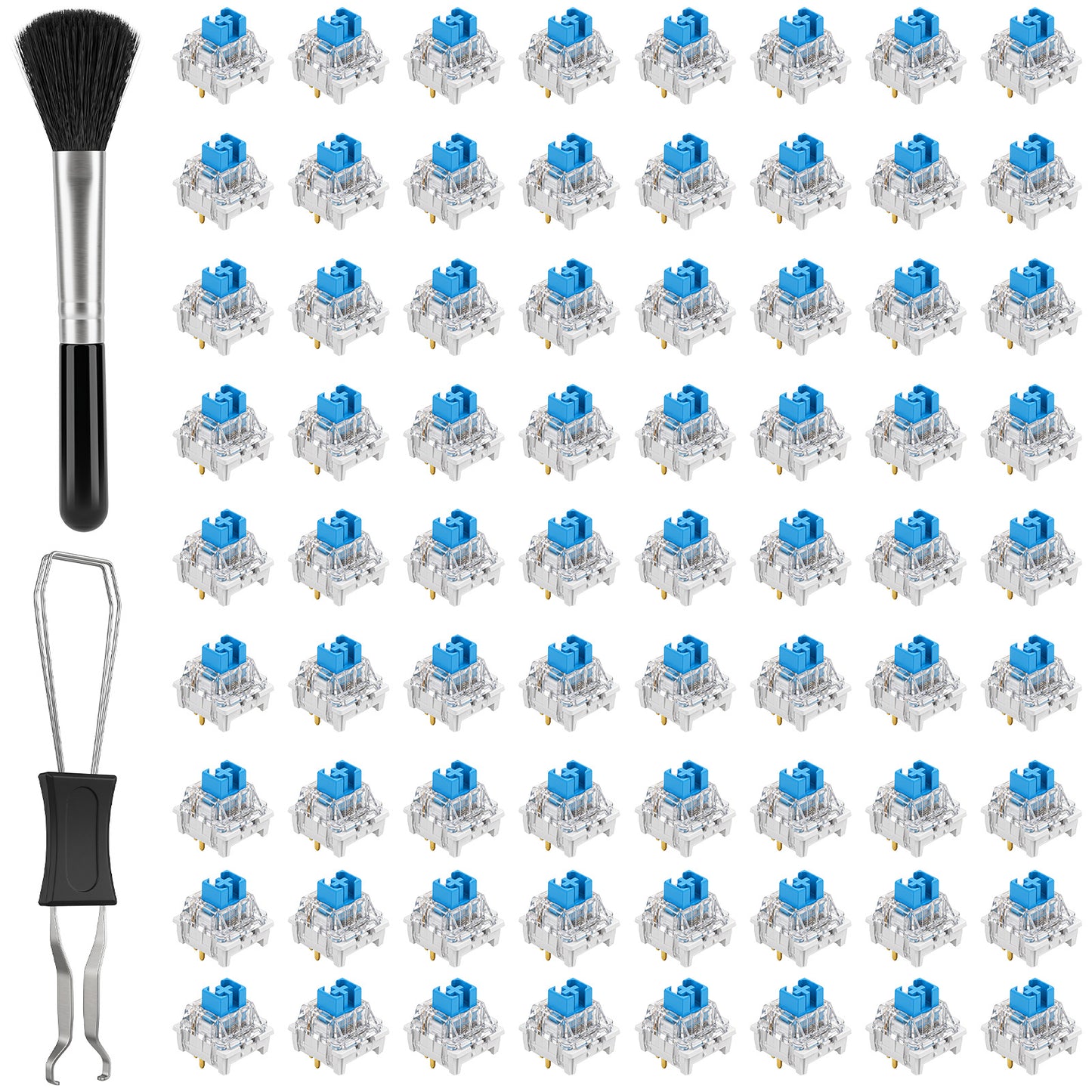 72 Pieces Blue Mechanical Keyboard Switches with Switch Puller & Brush(72)