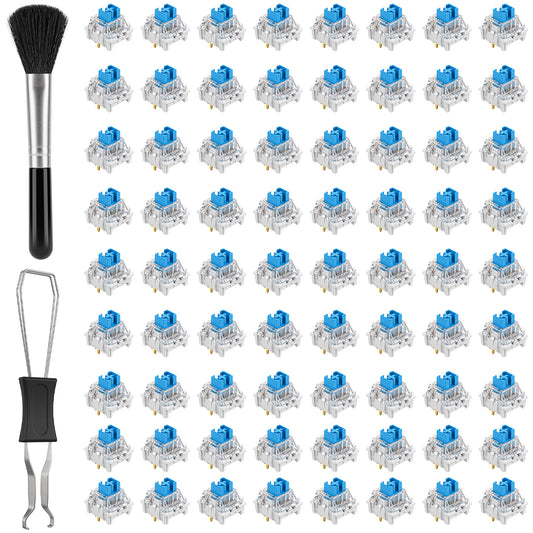 72 Pieces Blue Mechanical Keyboard Switches with Switch Puller & Brush(72)