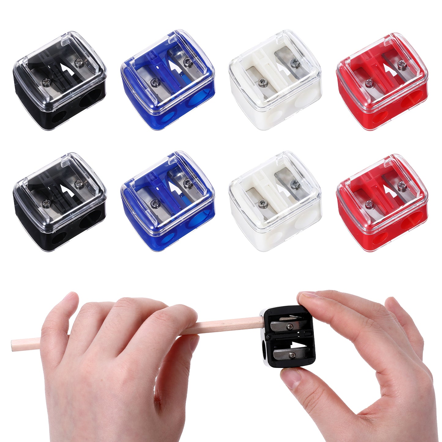 8Pcs Eye Pencil Sharpener, 2 Hole Makeup Pencil Sharpener, Lip Pencil Sharpener, Eyebrow Pencil Sharpener, Eyeliner Pencil Sharpener (Mix Colors)