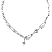 Lusofie Chunky Silver Necklace Star Necklace Y2k Necklaces Gothic Fashion Necklaces for Women